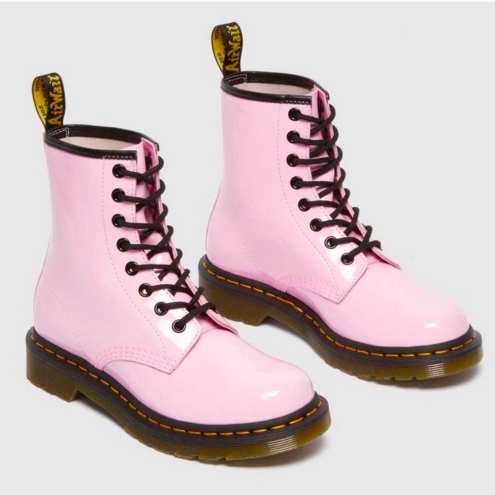 Dr. Martens Pink Patent 8-Eye Combat Boots